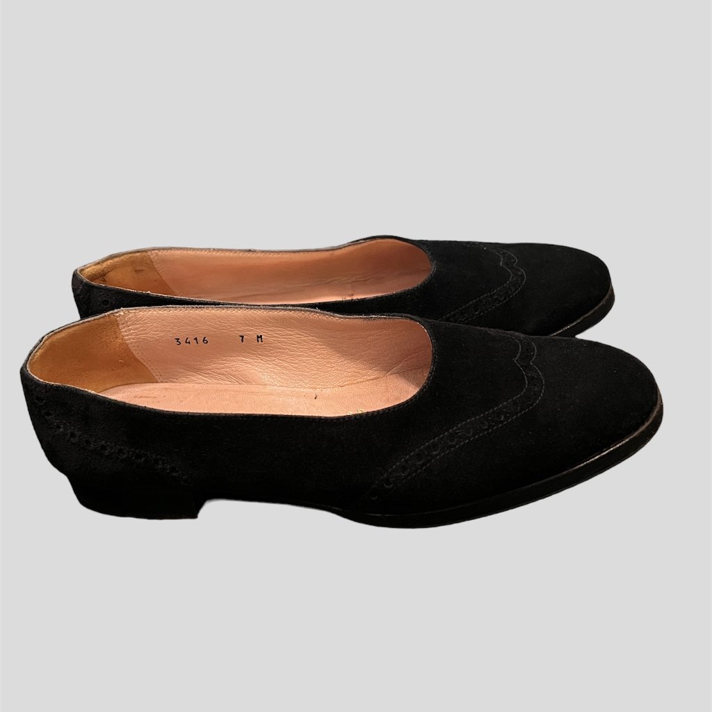 Silvia Fiorentina Size 7 Black Calfskin Suede Flats